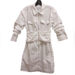 10 Crosby Derek Lam White Skylar Zip Front Shirt Dress Size 4